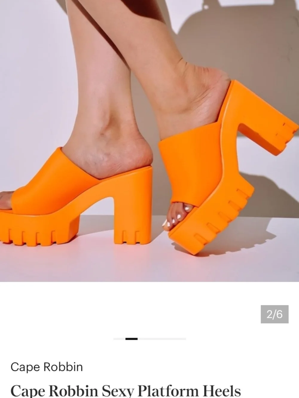 Cape Robbin Neon Orange Chunky Platform Mules
